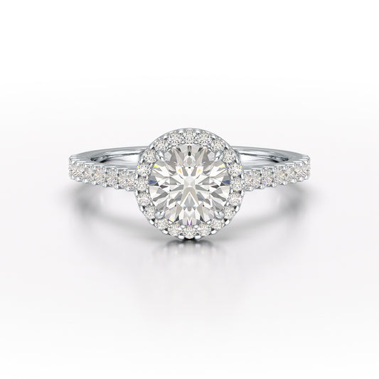 Halo Pave Engagement Ring  Round Center  TR001-RD