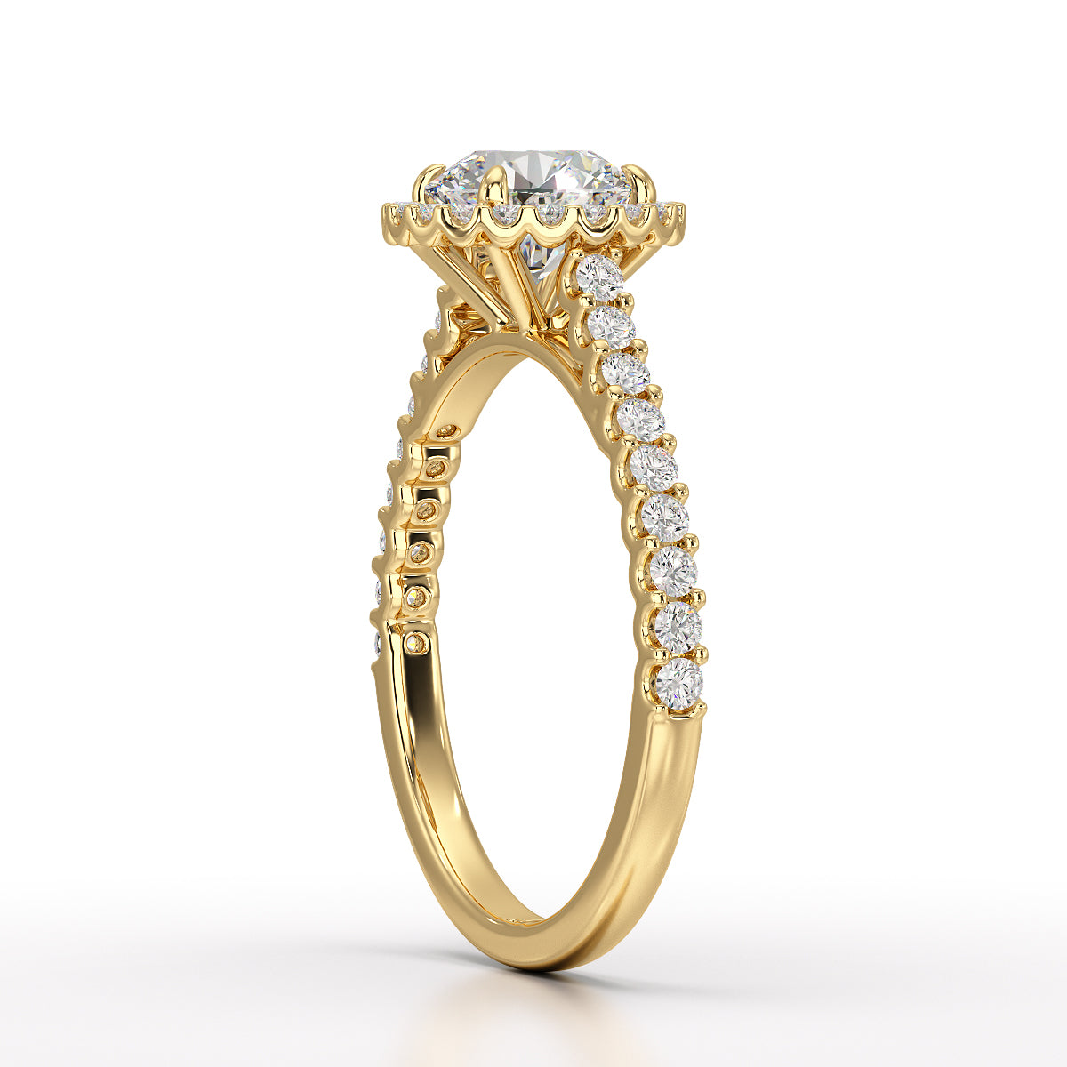 Halo Pave Engagement Ring  Round Center  TR001-RD