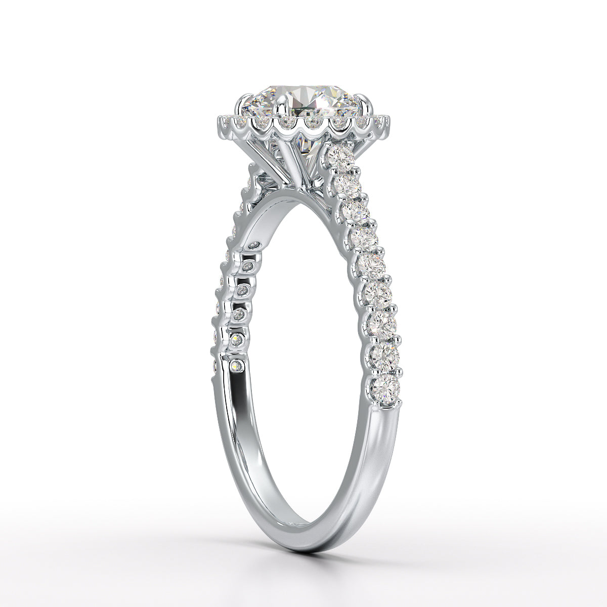 Halo Pave Engagement Ring  Round Center  TR001-RD