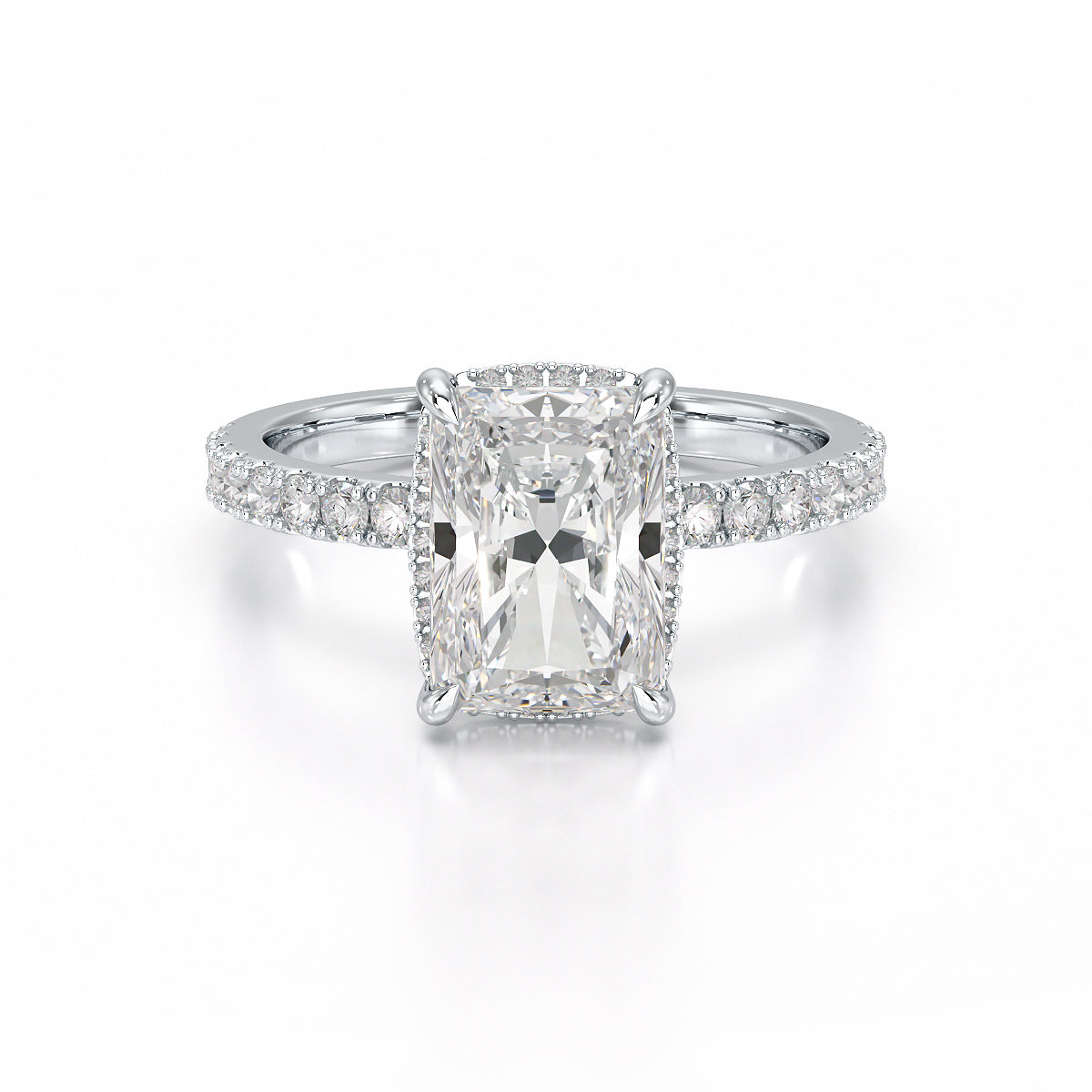 Halo Pave Engagement Ring Radiant Center TR029-RA