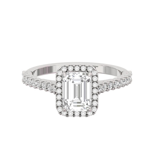 Halo Pave Engagement Ring  Emerald Center TR001-EM