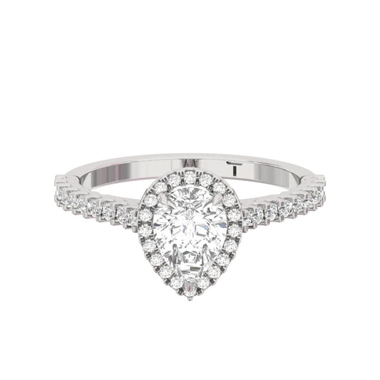 Halo Pave Engagement Ring Pear Center  TR001-PE