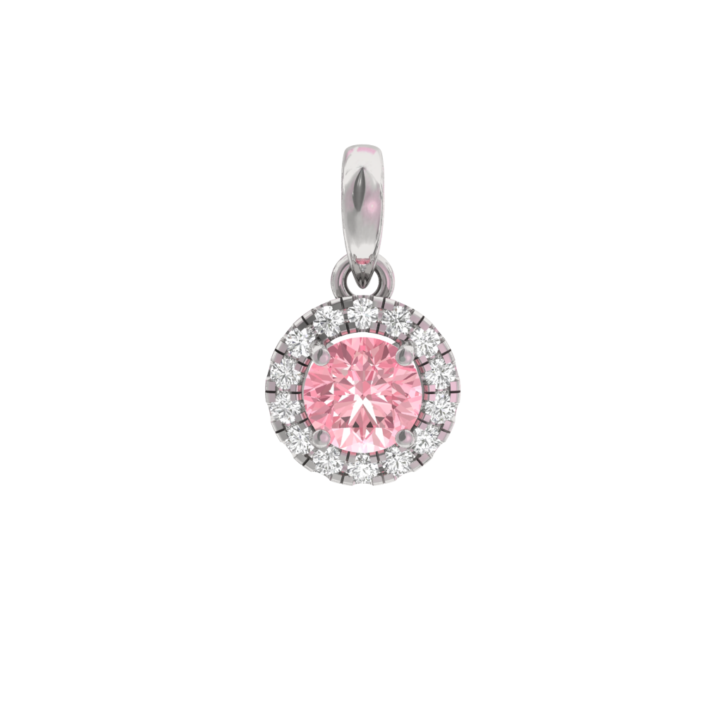 Pink Lab Diamond Halo Pendant TR006-PD