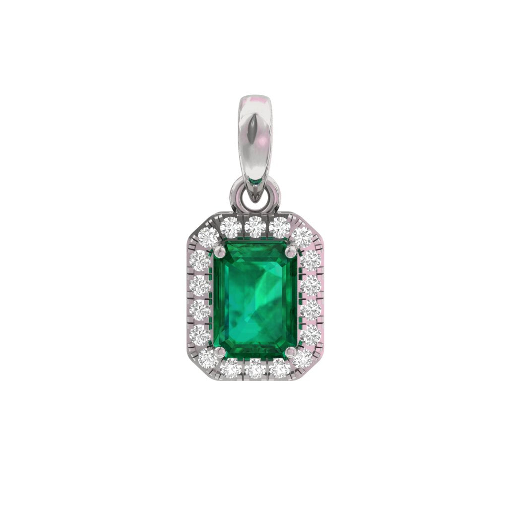 Natural Emerald Halo Pendants Emerald Center  TR002-PD