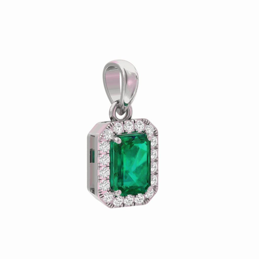 Natural Emerald Halo Pendants Emerald Center  TR002-PD