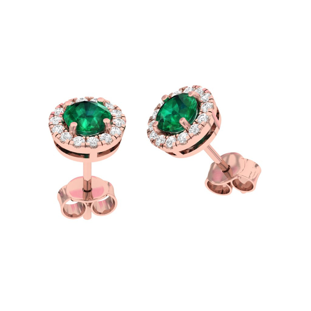 Natural Emerald Halo Earring Round Center  TR006-ER