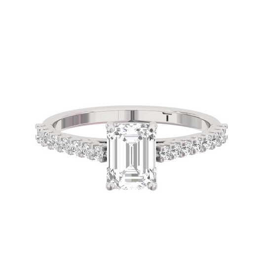 Engagement Ring Shared Prong Emerald Center TR003-EM