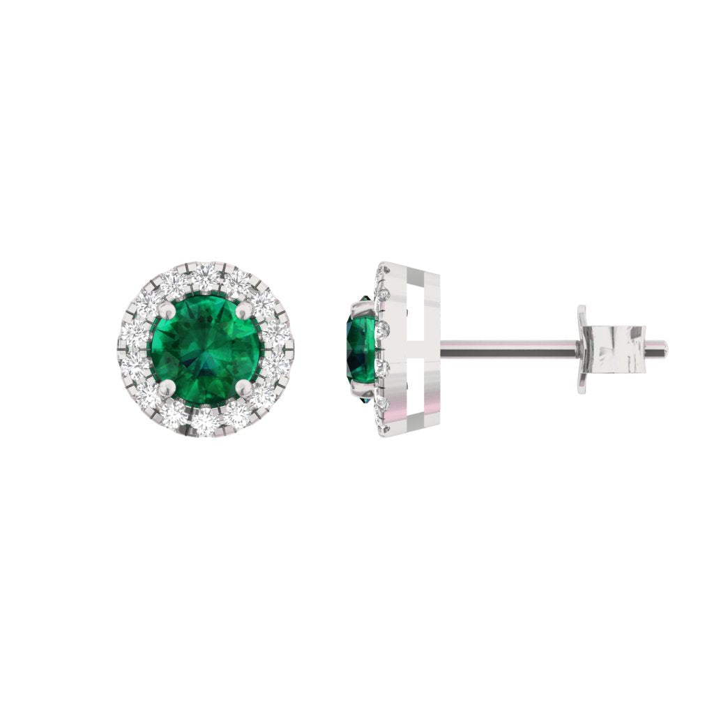 Natural Emerald Halo Earring Round Center  TR006-ER