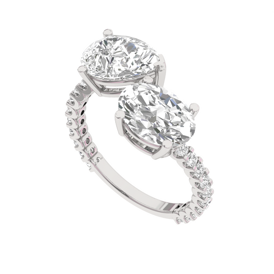 Pear and Oval Two Stone Ring - TR019C