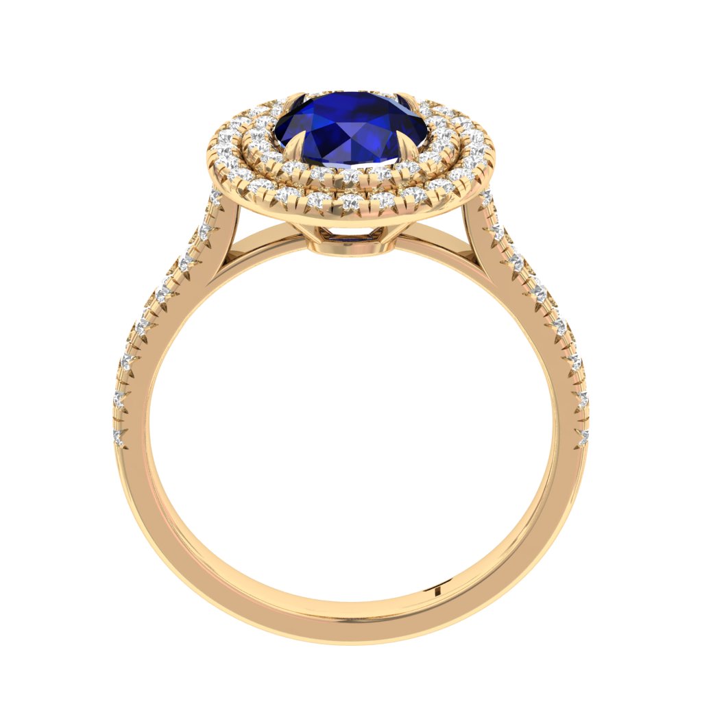 Double Halo Sapphire Ring Round TR007